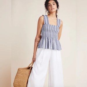 Anthropologie Maeve Chuyler Smocked Peplum Top - Size S - Like New Condition -